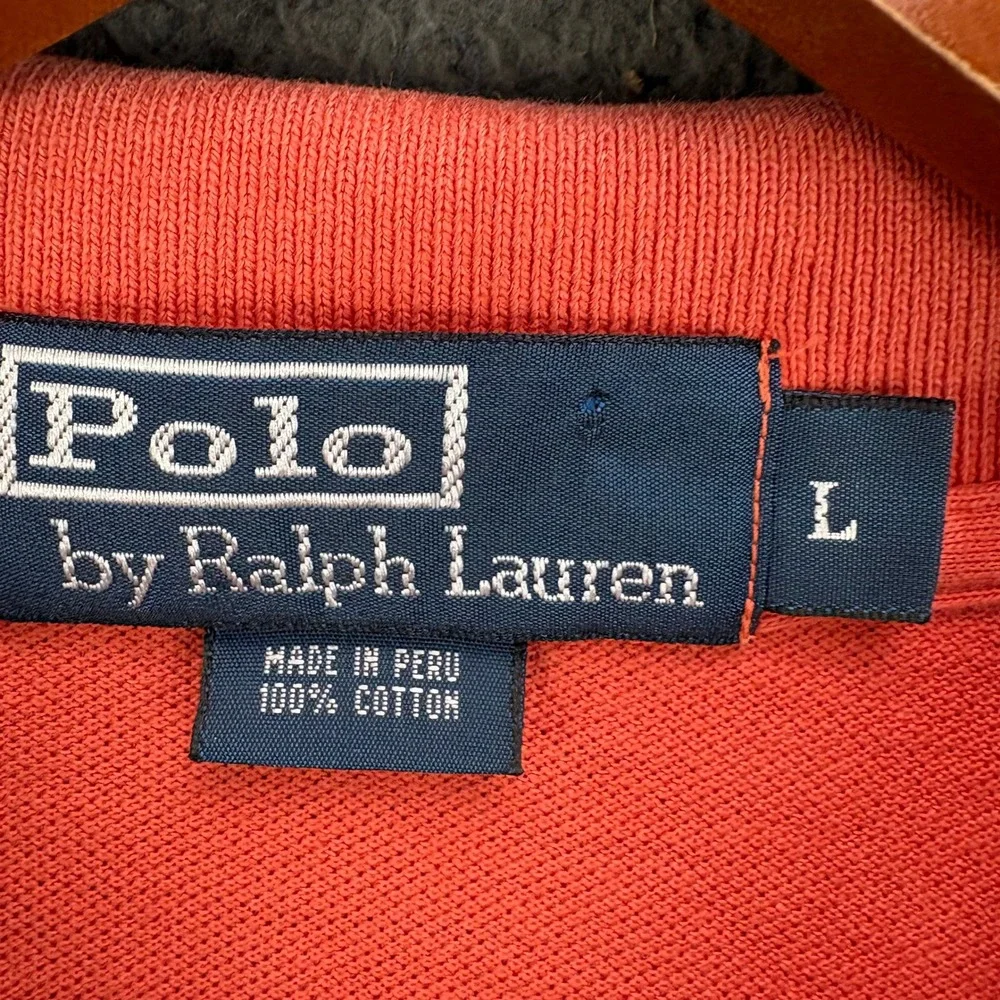 Polo Ralph Lauren Mens Large Orange Short Sleeve Pique Cotton Polo Shirt L